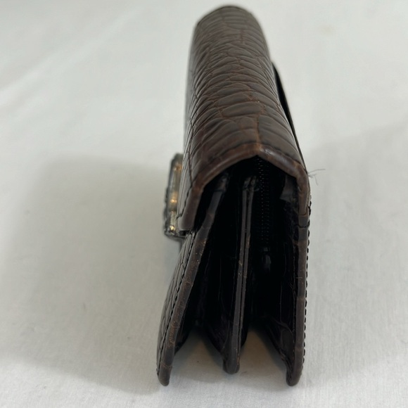 Vintage Brighton Wallet Croc Embossed Leather, Brown Envelope Style - Picture 6 of 15